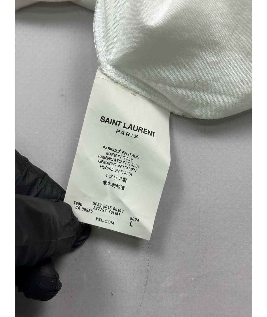 SAINT LAURENT Белая хлопковая футболка, фото 6