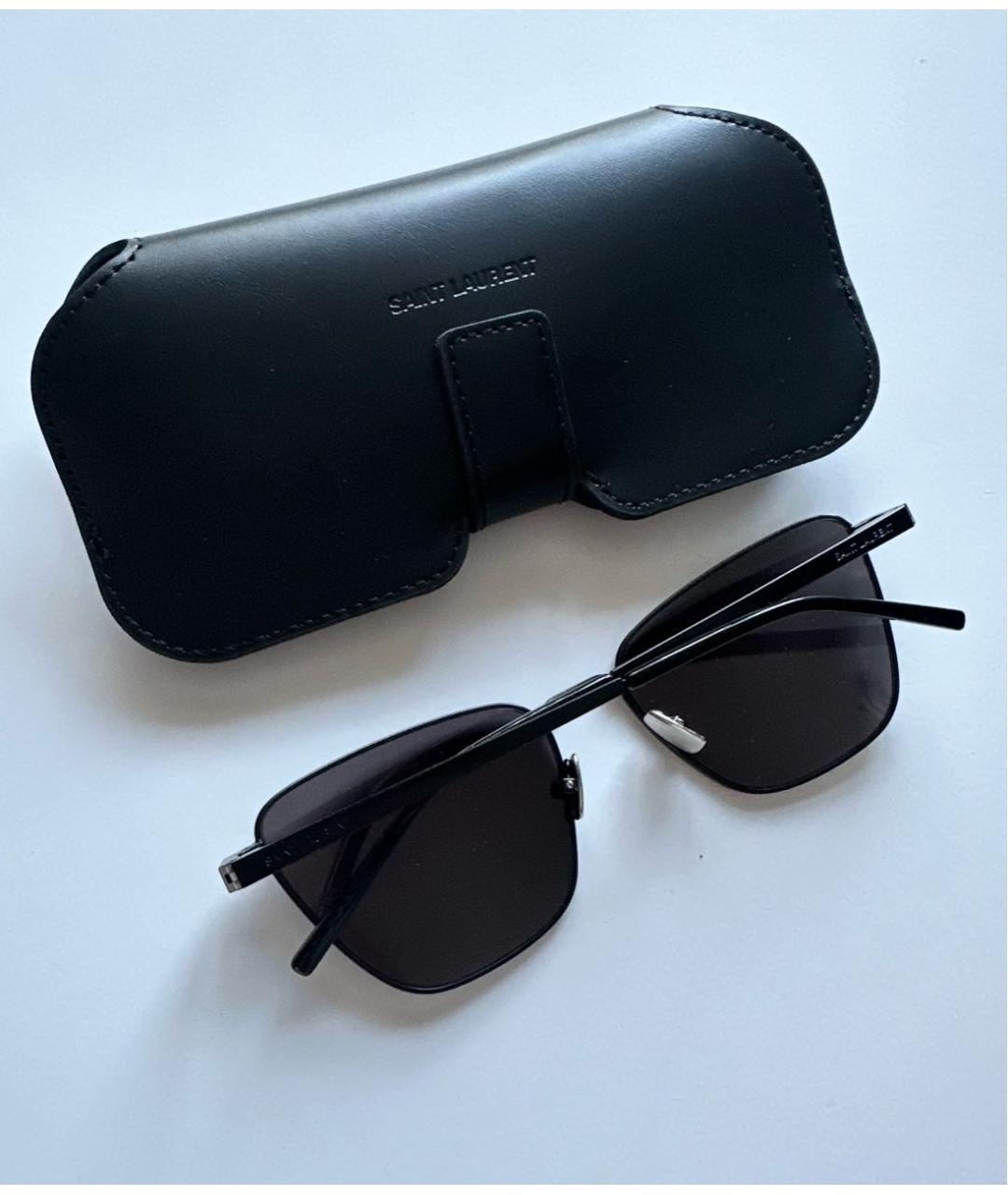 SAINT LAURENT Черные металлические солнцезащитные очки, фото 4