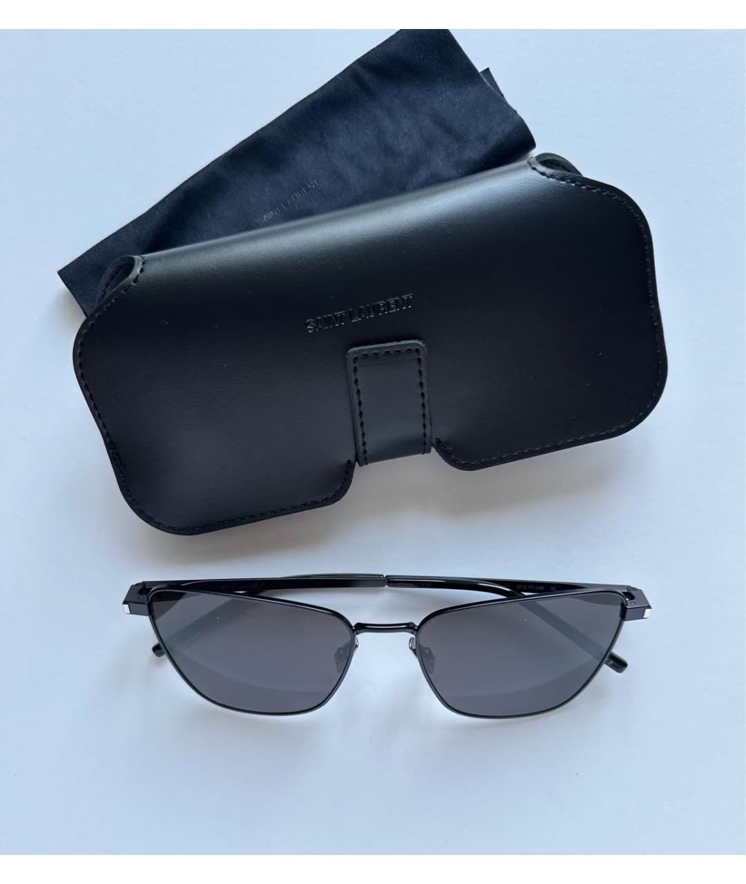 SAINT LAURENT Черные металлические солнцезащитные очки, фото 6