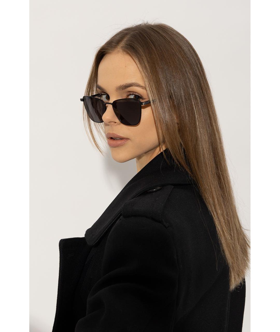 SAINT LAURENT Черные металлические солнцезащитные очки, фото 2