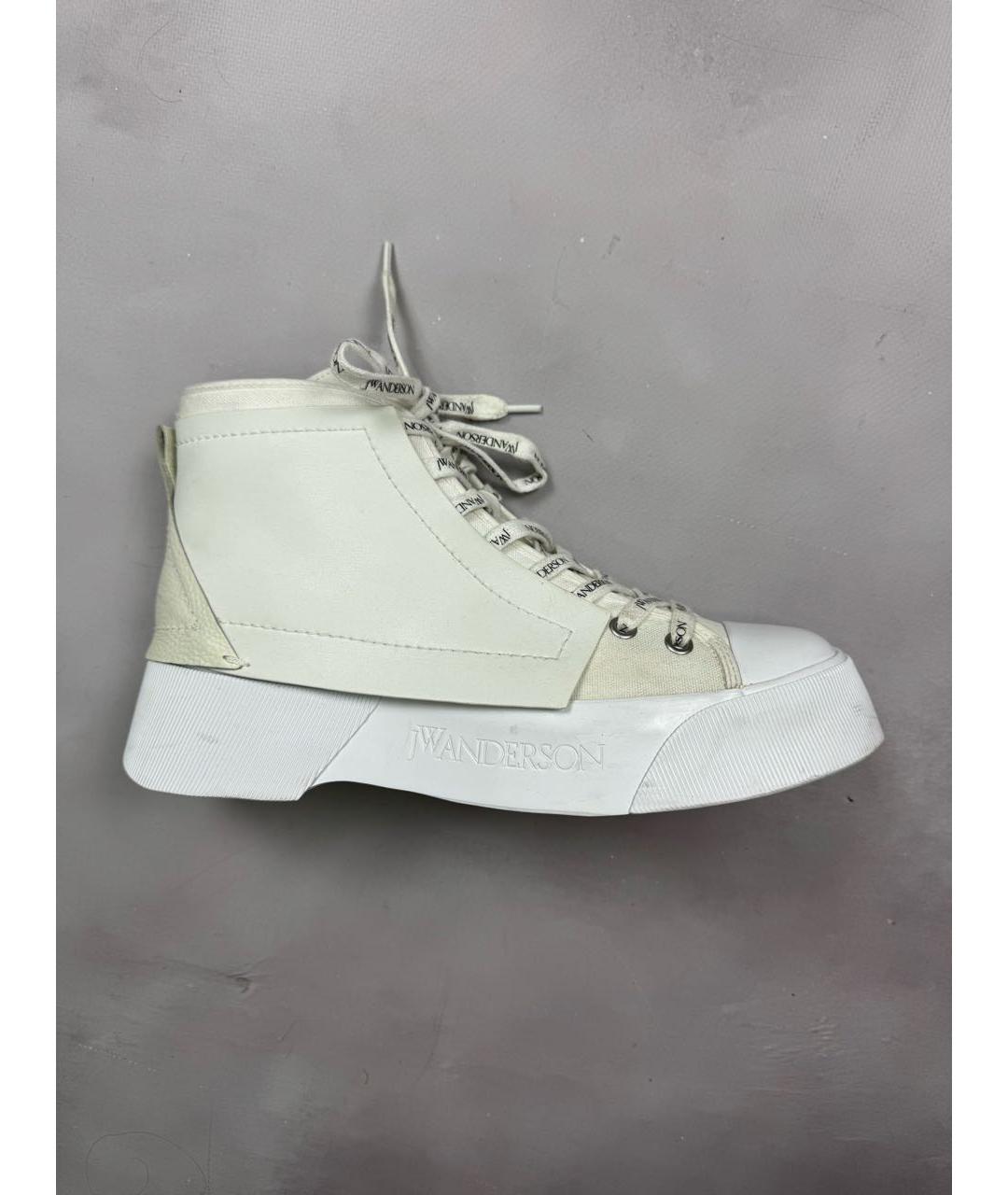J.W.ANDERSON Белые кожаные высокие кроссовки / кеды, фото 9