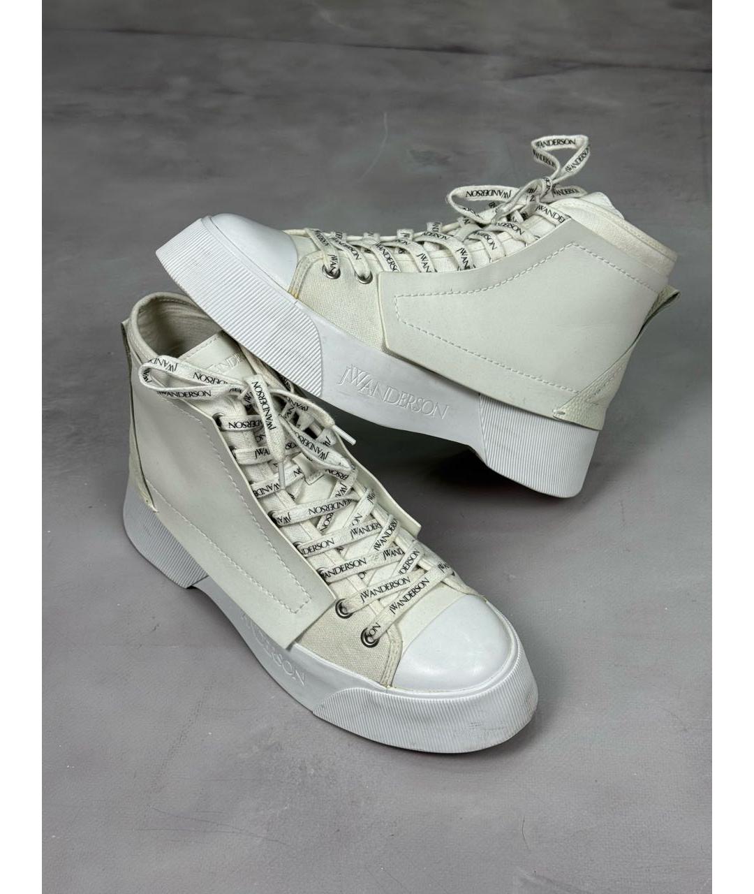 J.W.ANDERSON Белые кожаные высокие кроссовки / кеды, фото 2
