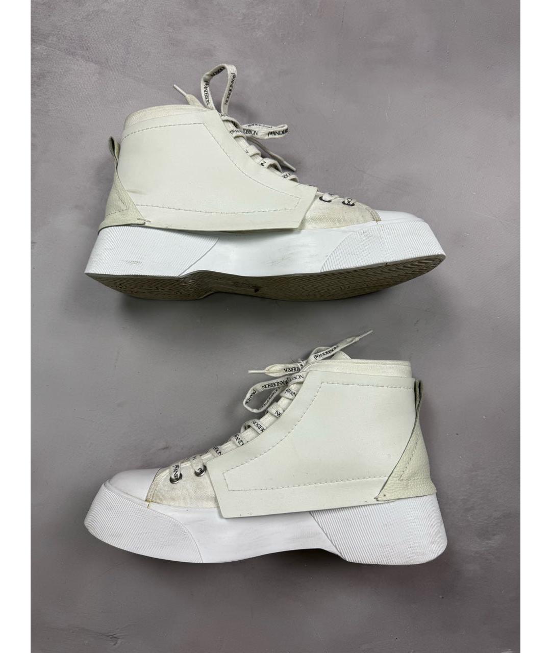 J.W.ANDERSON Белые кожаные высокие кроссовки / кеды, фото 6