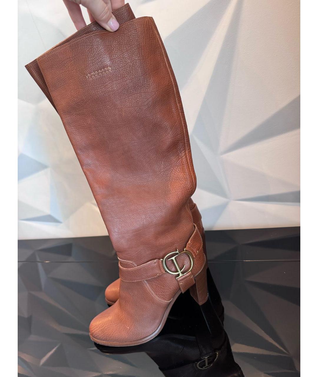 CHRISTIAN DIOR Коричневые кожаные сапоги, фото 6