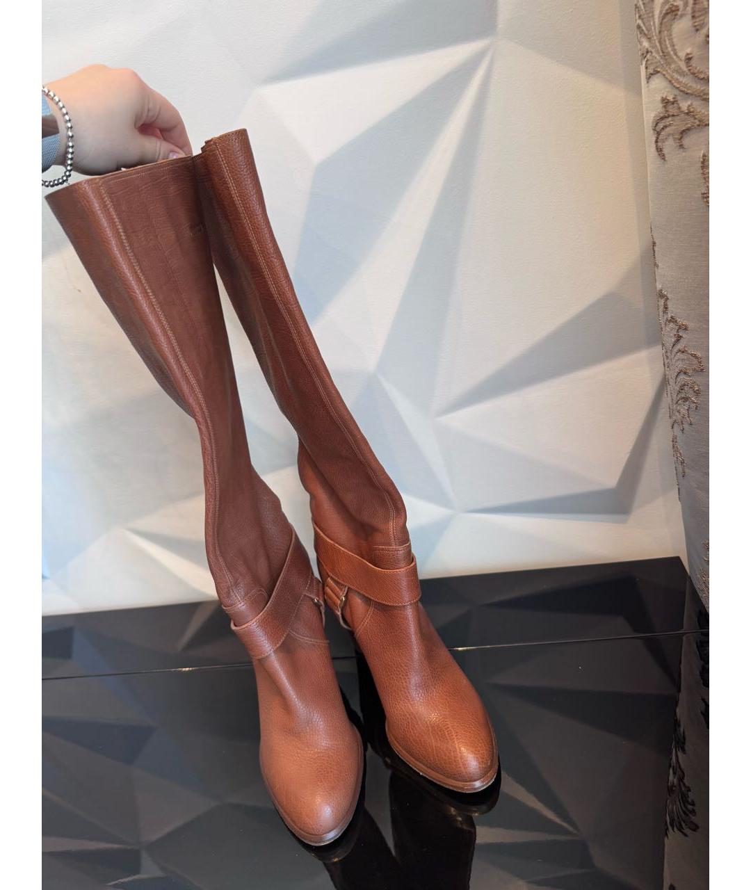 CHRISTIAN DIOR Коричневые кожаные сапоги, фото 2