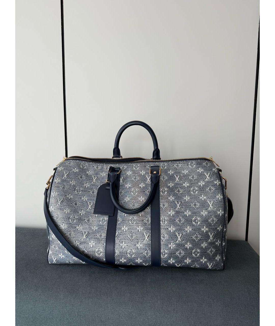 LOUIS VUITTON Голубая деним дорожная/спортивная сумка, фото 3