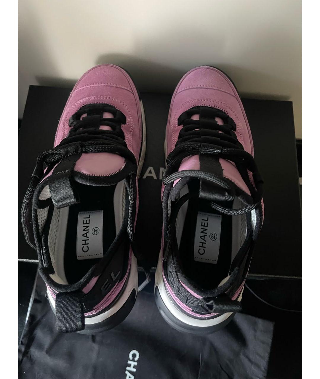 CHANEL Розовые замшевые кроссовки, фото 3