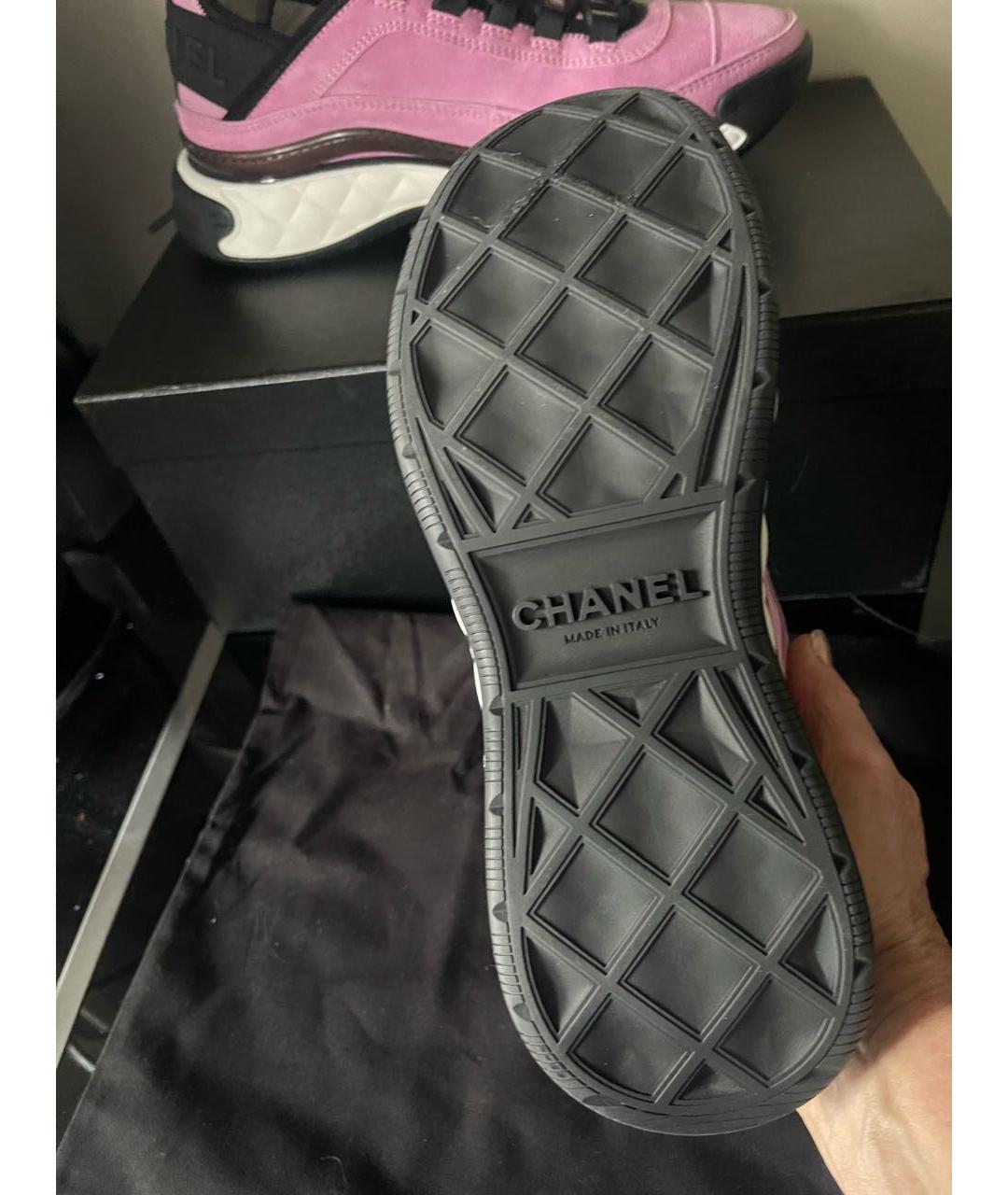CHANEL Розовые замшевые кроссовки, фото 8