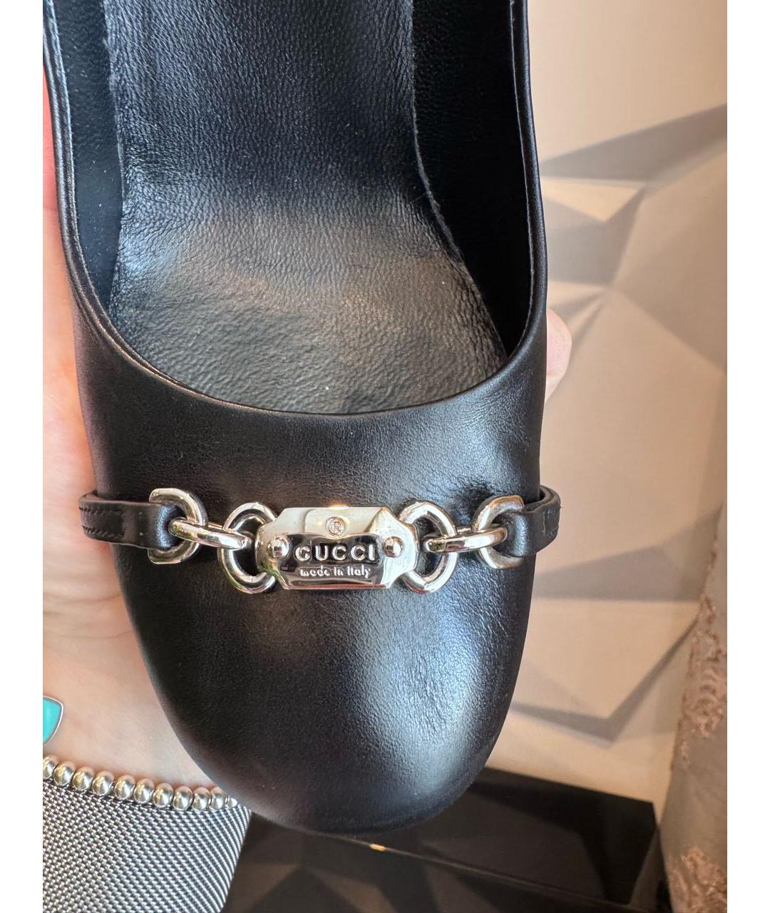 GUCCI Черные кожаные туфли, фото 6