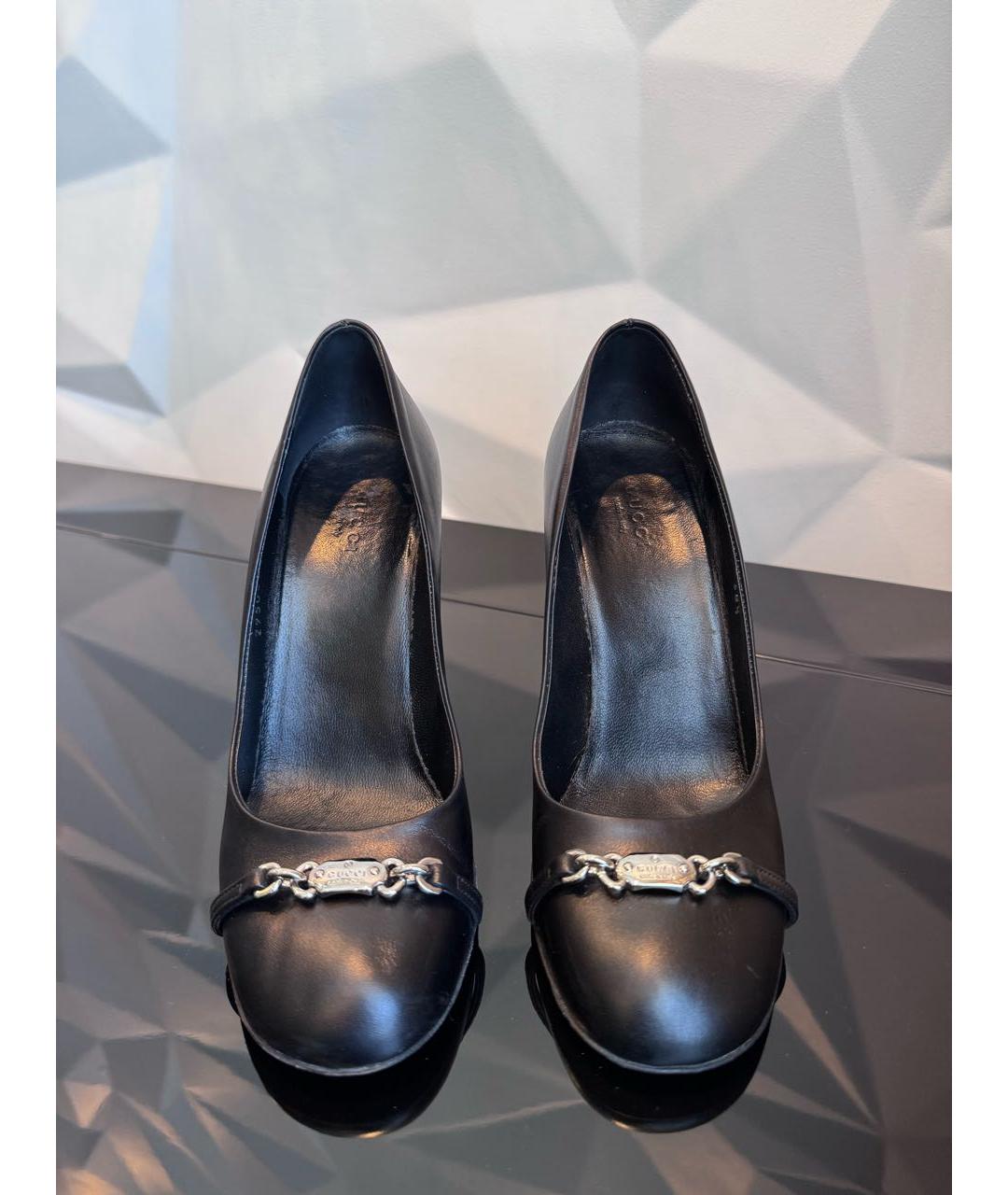 GUCCI Черные кожаные туфли, фото 2