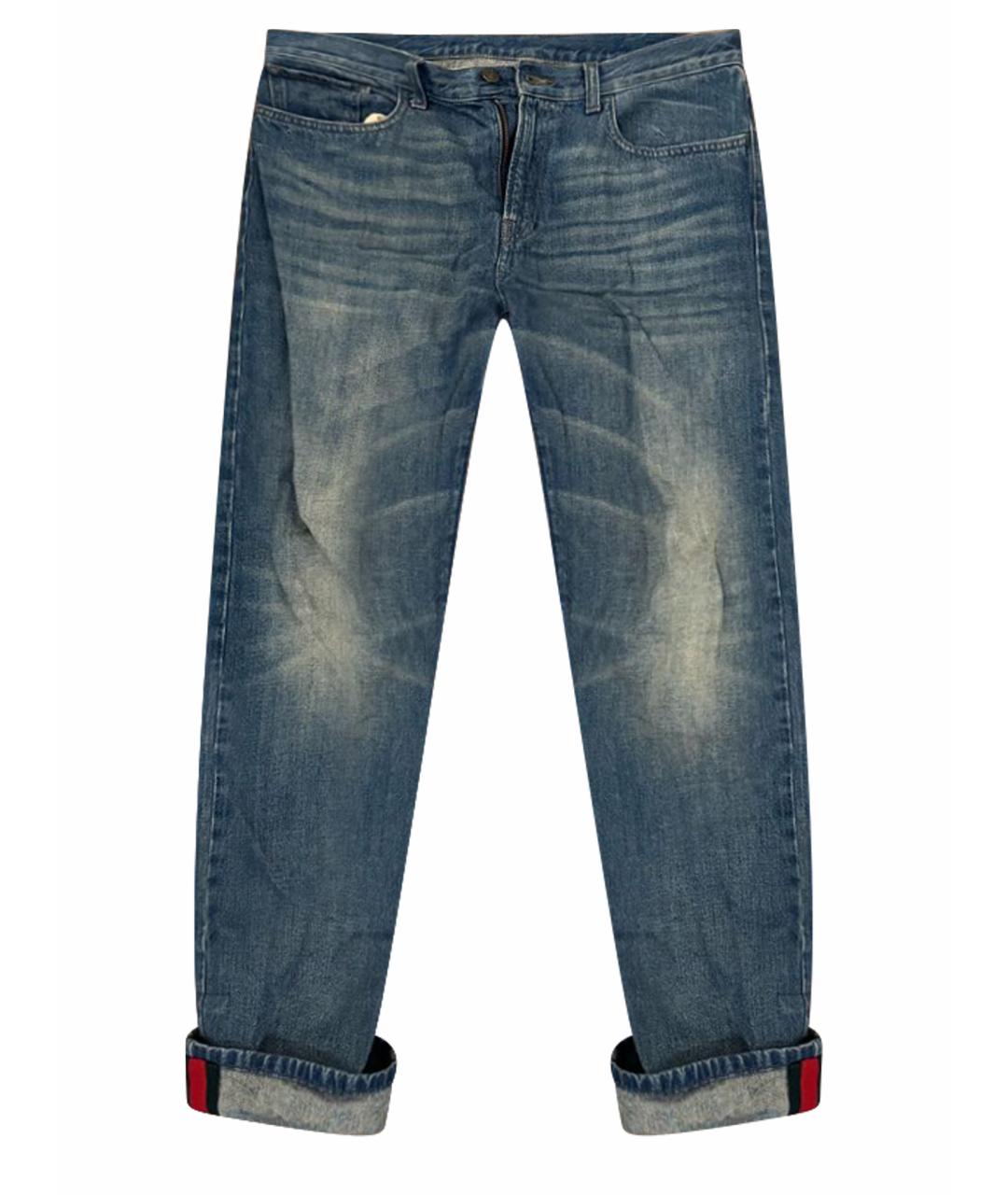 GUCCI Голубые хлопковые джинсы скинни, фото 1