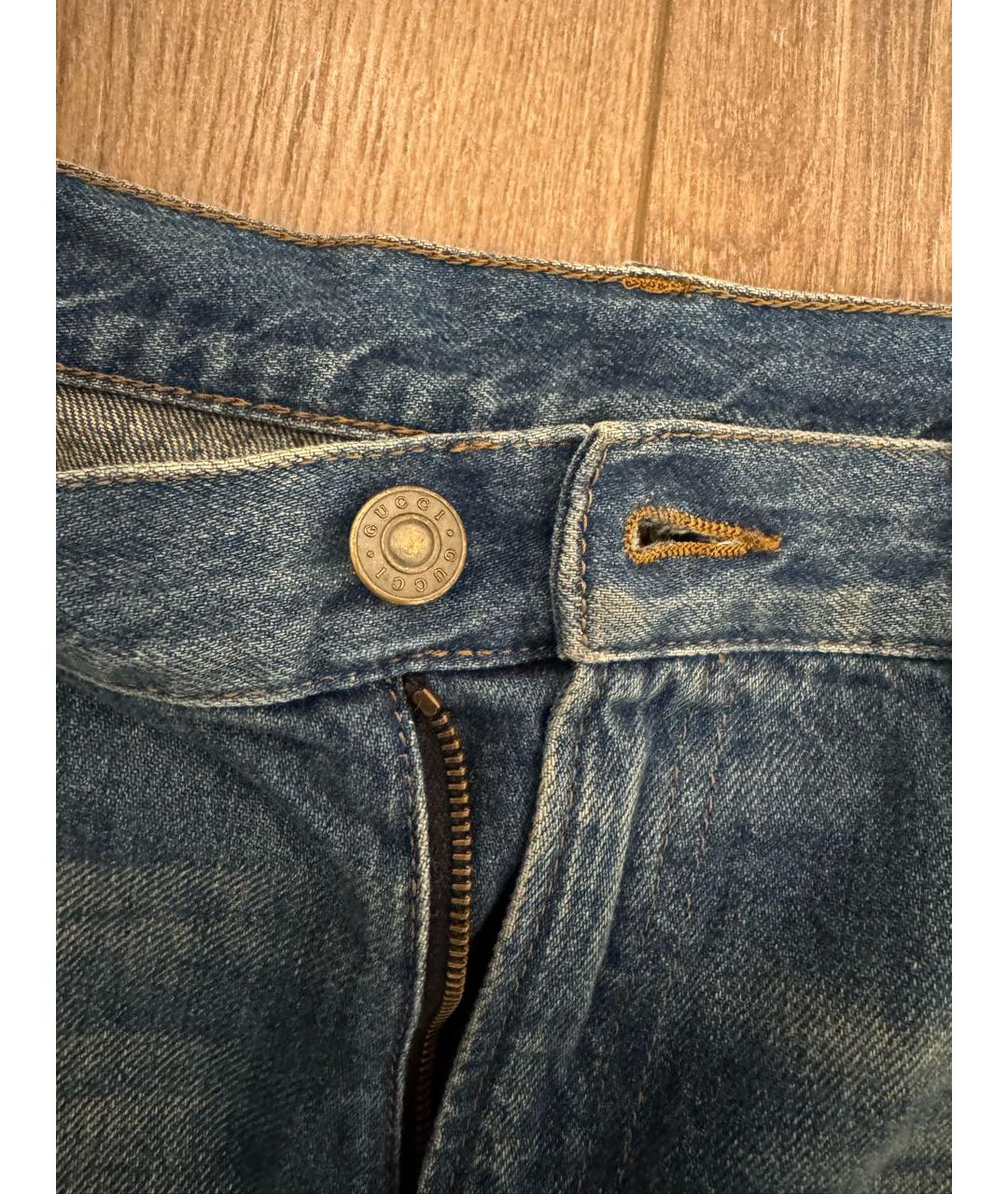 GUCCI Голубые хлопковые джинсы скинни, фото 4