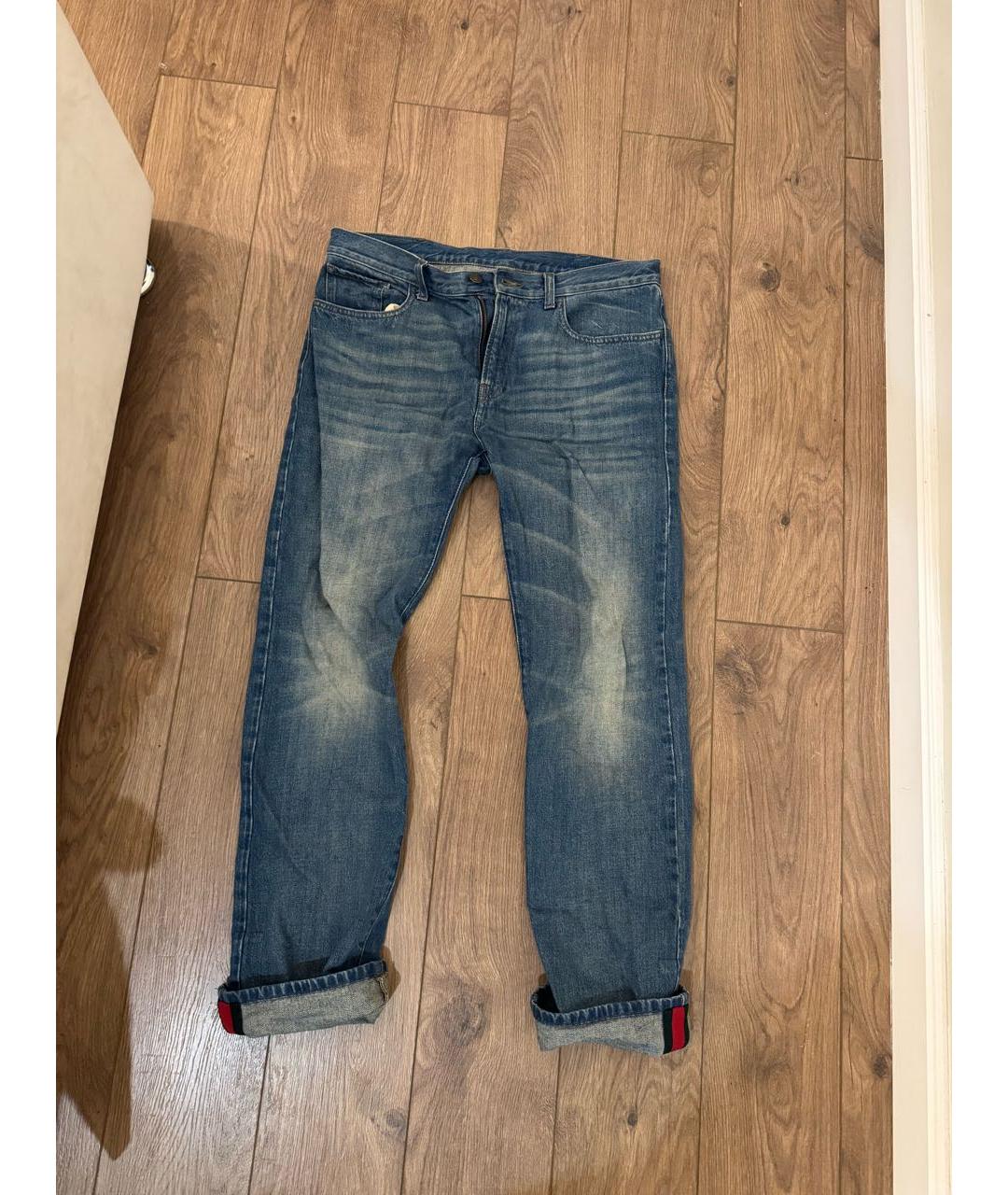 GUCCI Голубые хлопковые джинсы скинни, фото 6