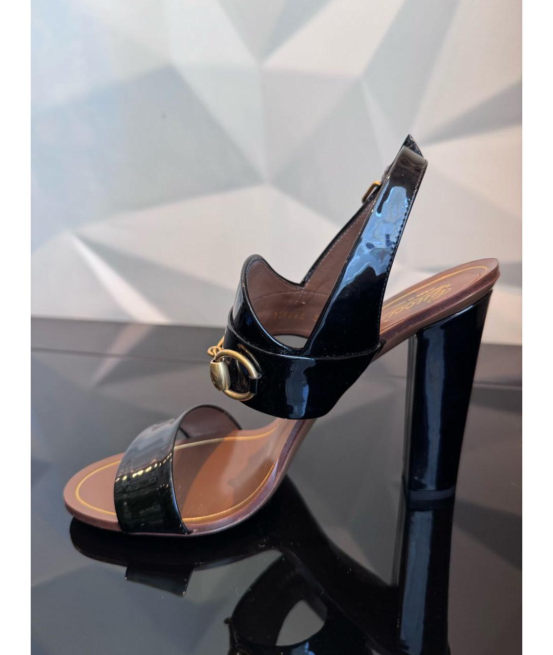 GUCCI Черные босоножки из лакированной кожи, фото 5