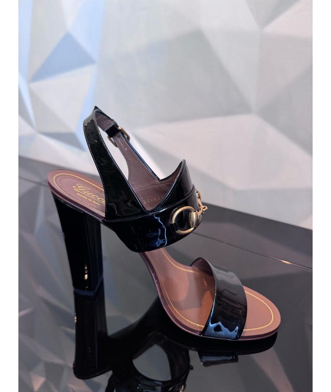 GUCCI Черные босоножки из лакированной кожи, фото 7