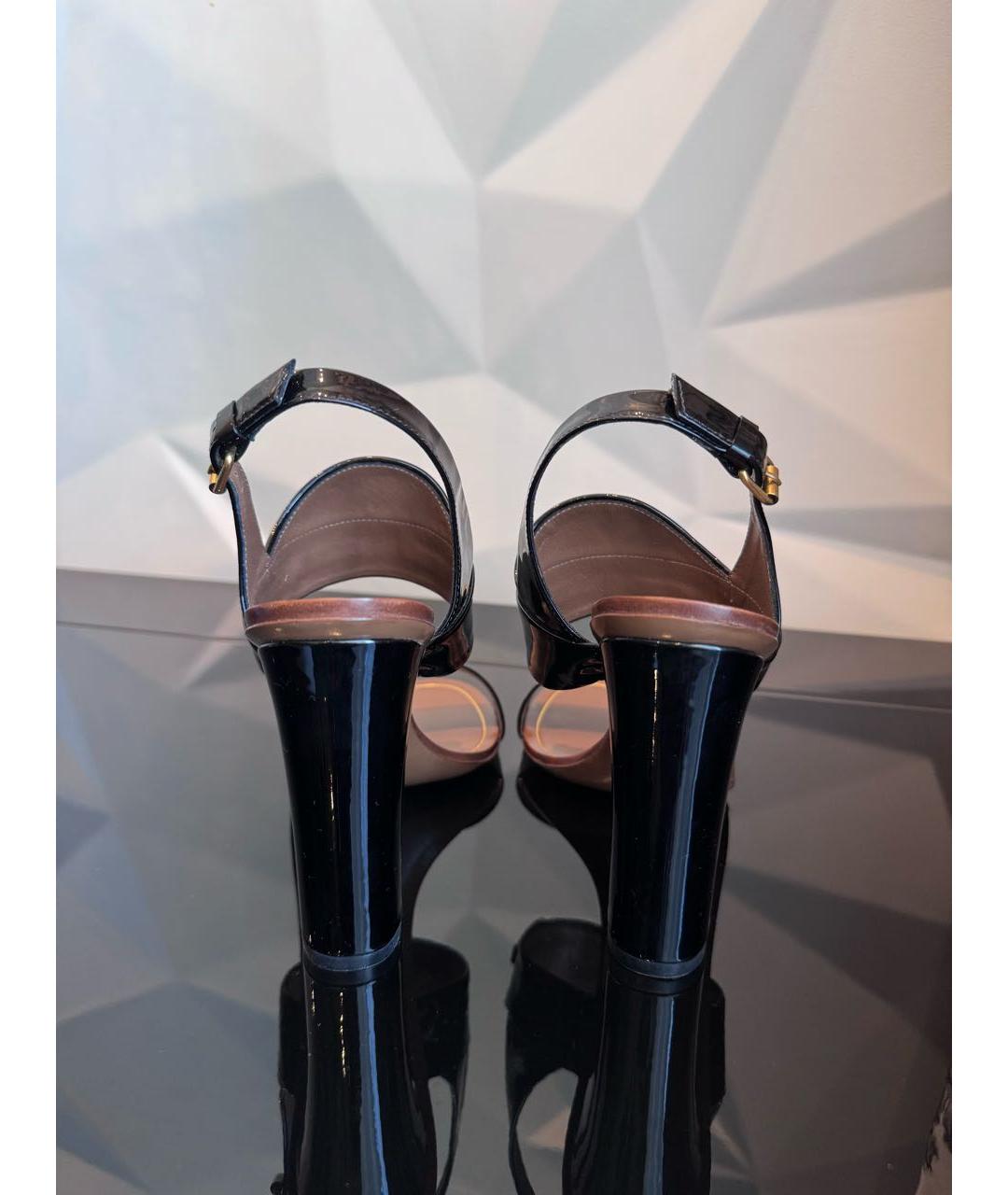 GUCCI Черные босоножки из лакированной кожи, фото 4