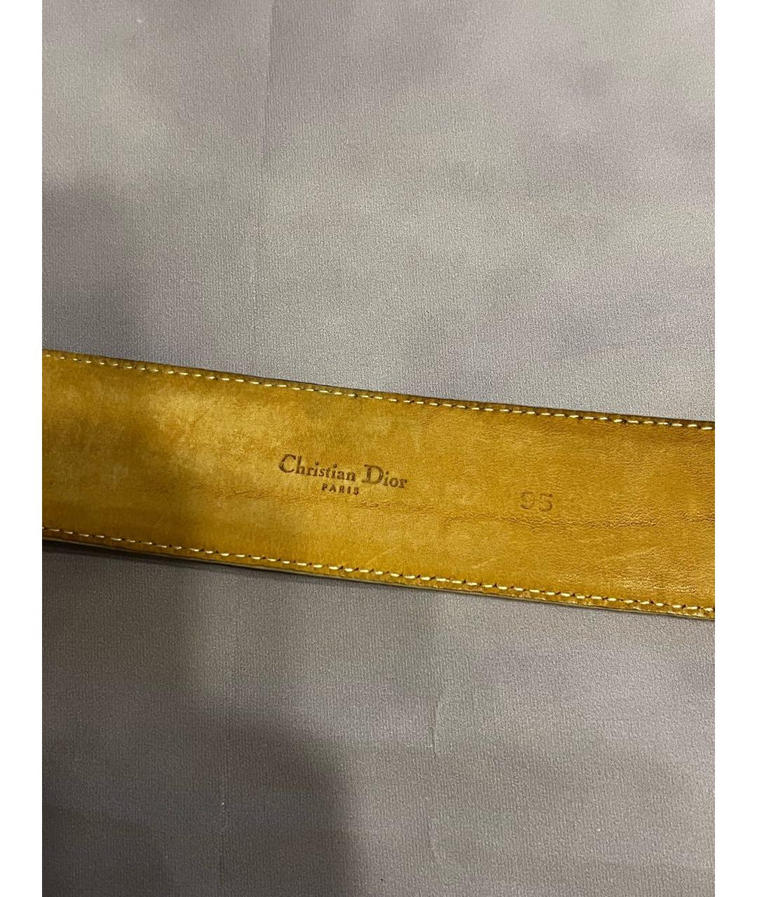 CHRISTIAN DIOR Золотой ремень из лакированной кожи, фото 3