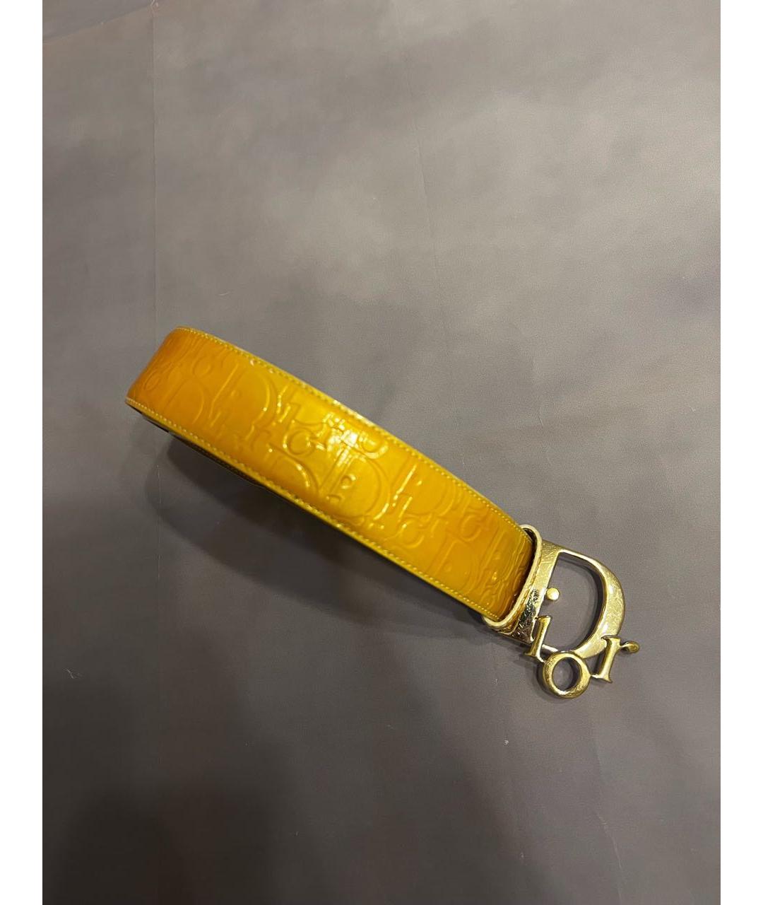 CHRISTIAN DIOR Золотой ремень из лакированной кожи, фото 2