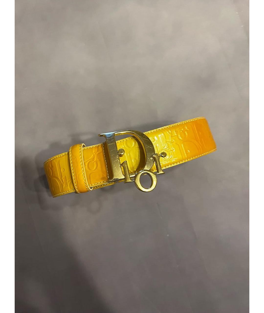CHRISTIAN DIOR Золотой ремень из лакированной кожи, фото 5