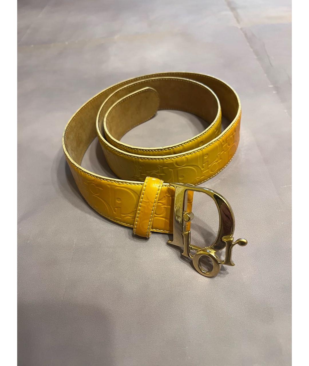 CHRISTIAN DIOR Золотой ремень из лакированной кожи, фото 4