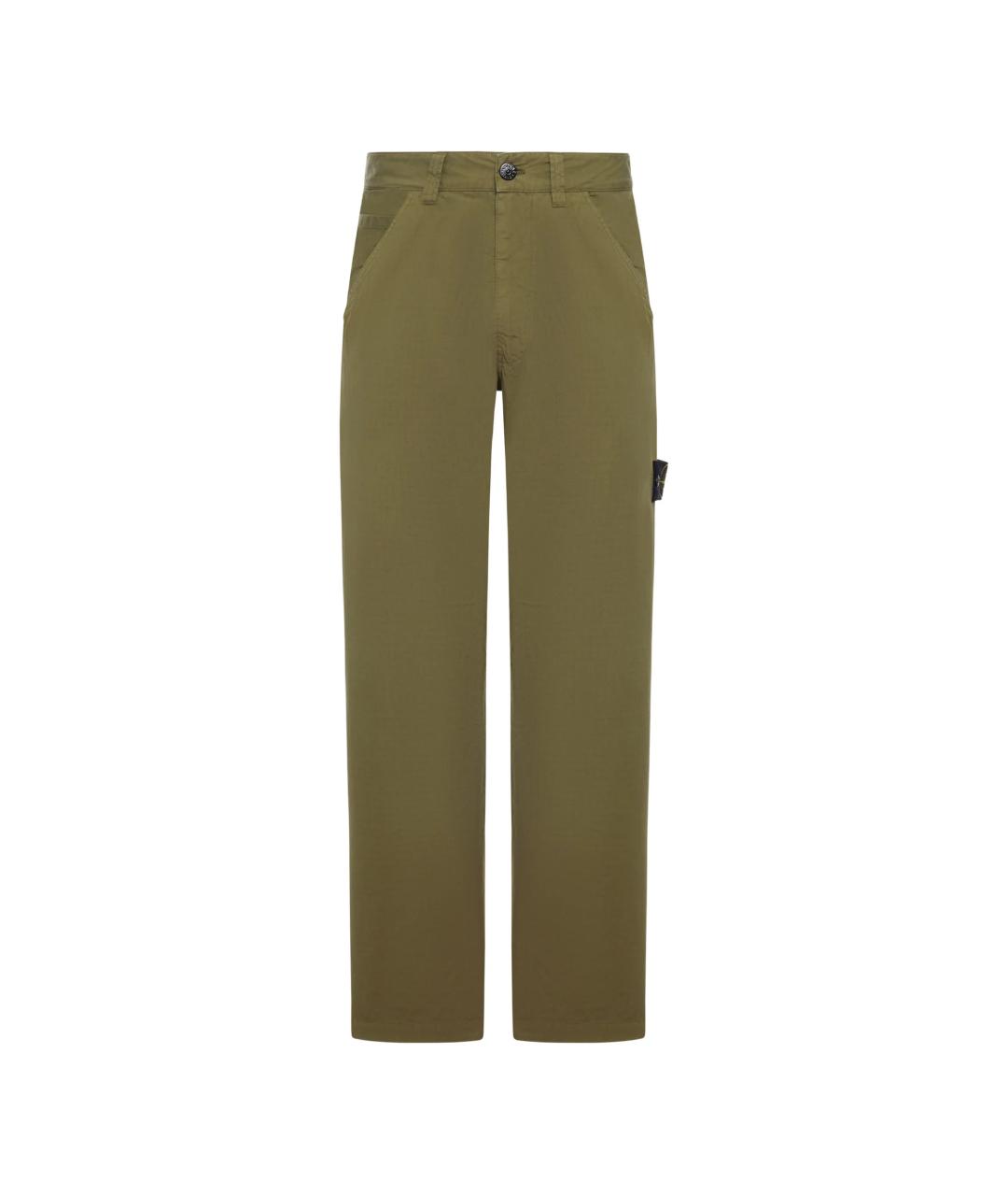 STONE ISLAND Зеленые хлопковые повседневные брюки, фото 1
