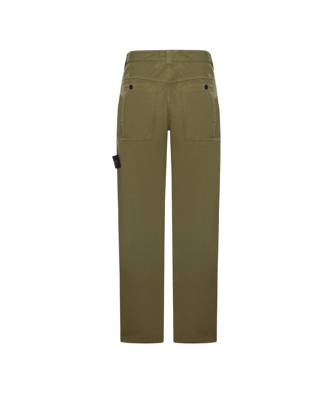 STONE ISLAND Зеленые хлопковые повседневные брюки, фото 2