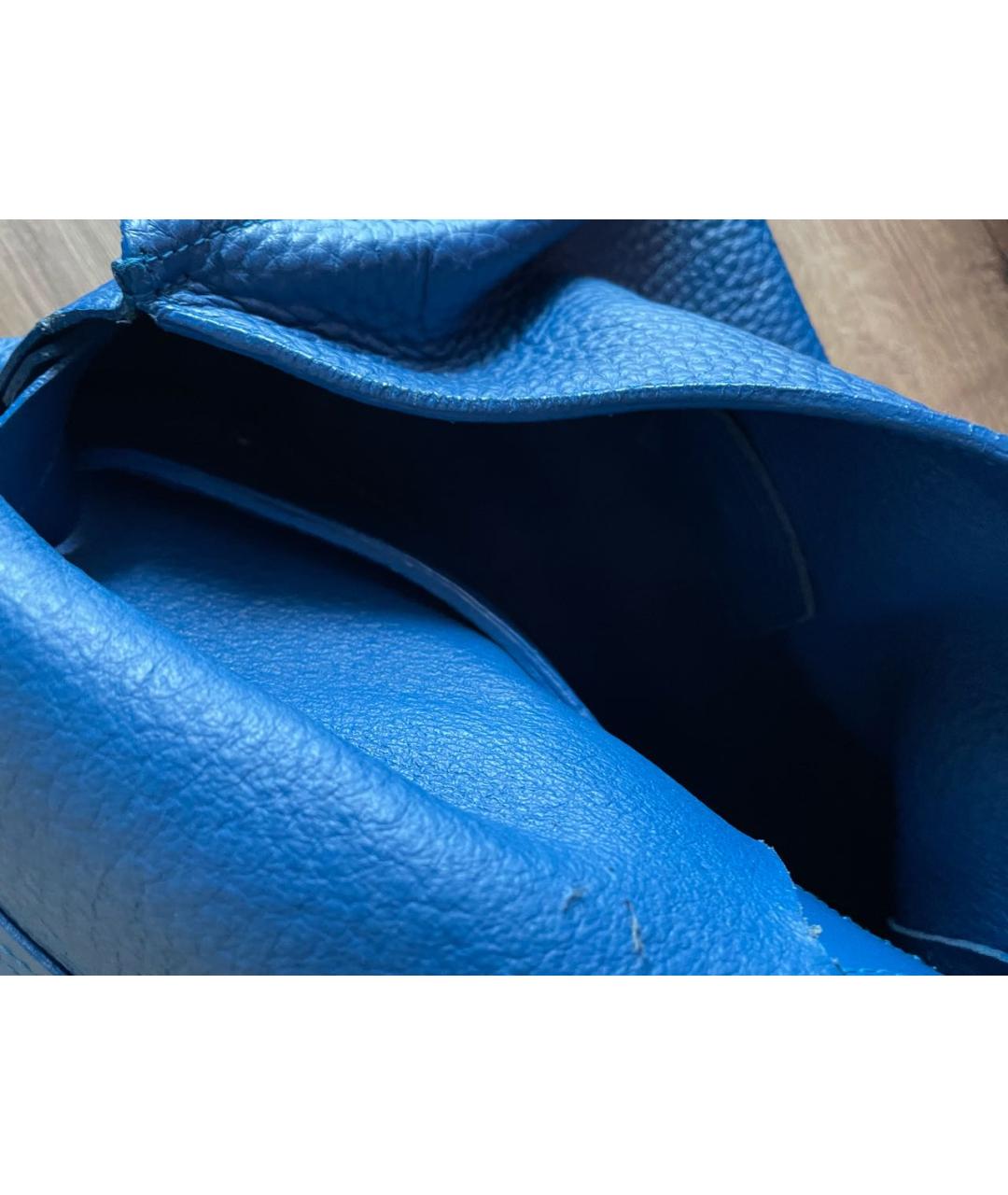 FURLA Бирюзовая кожаная сумка с короткими ручками, фото 4