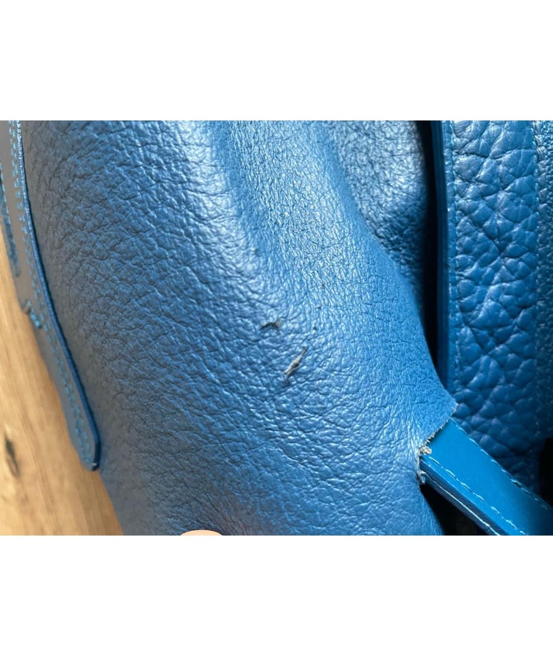 FURLA Бирюзовая кожаная сумка с короткими ручками, фото 5