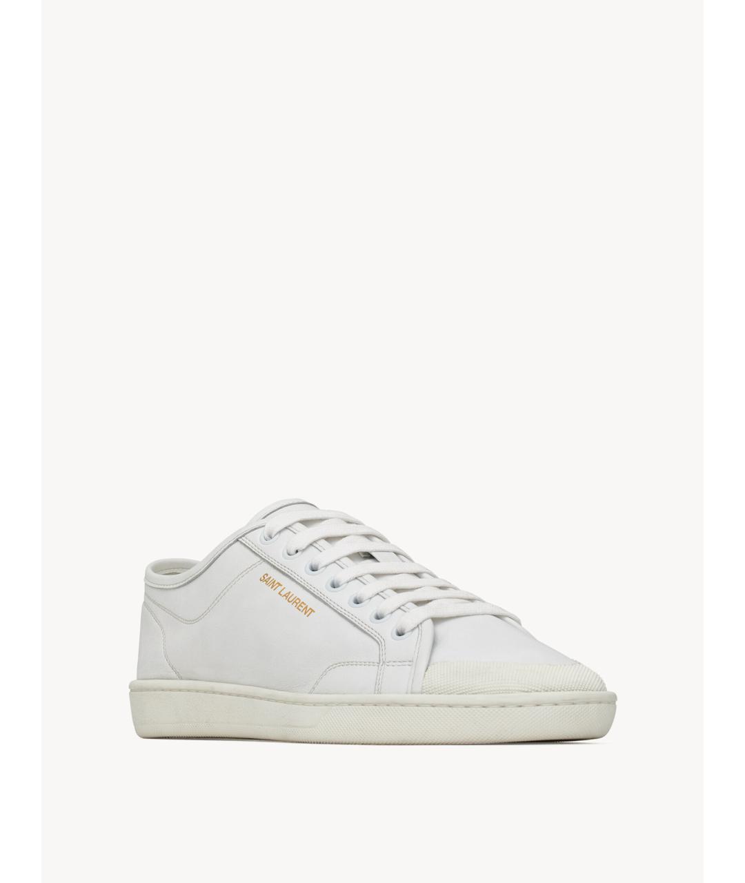 SAINT LAURENT Белые кожаные низкие кроссовки / кеды, фото 3