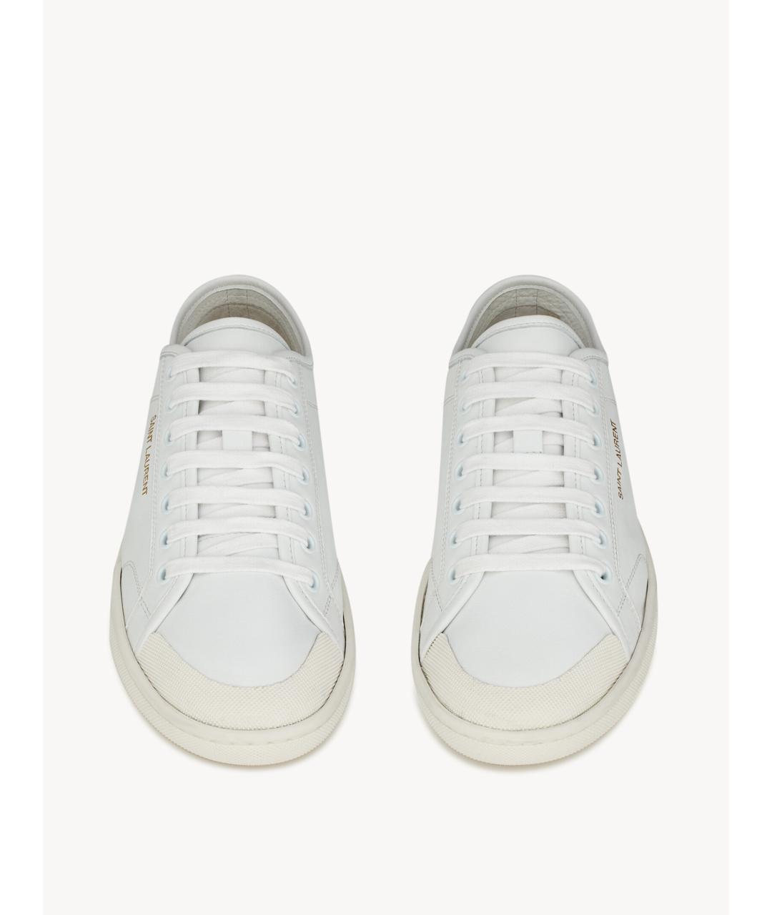 SAINT LAURENT Белые кожаные низкие кроссовки / кеды, фото 2