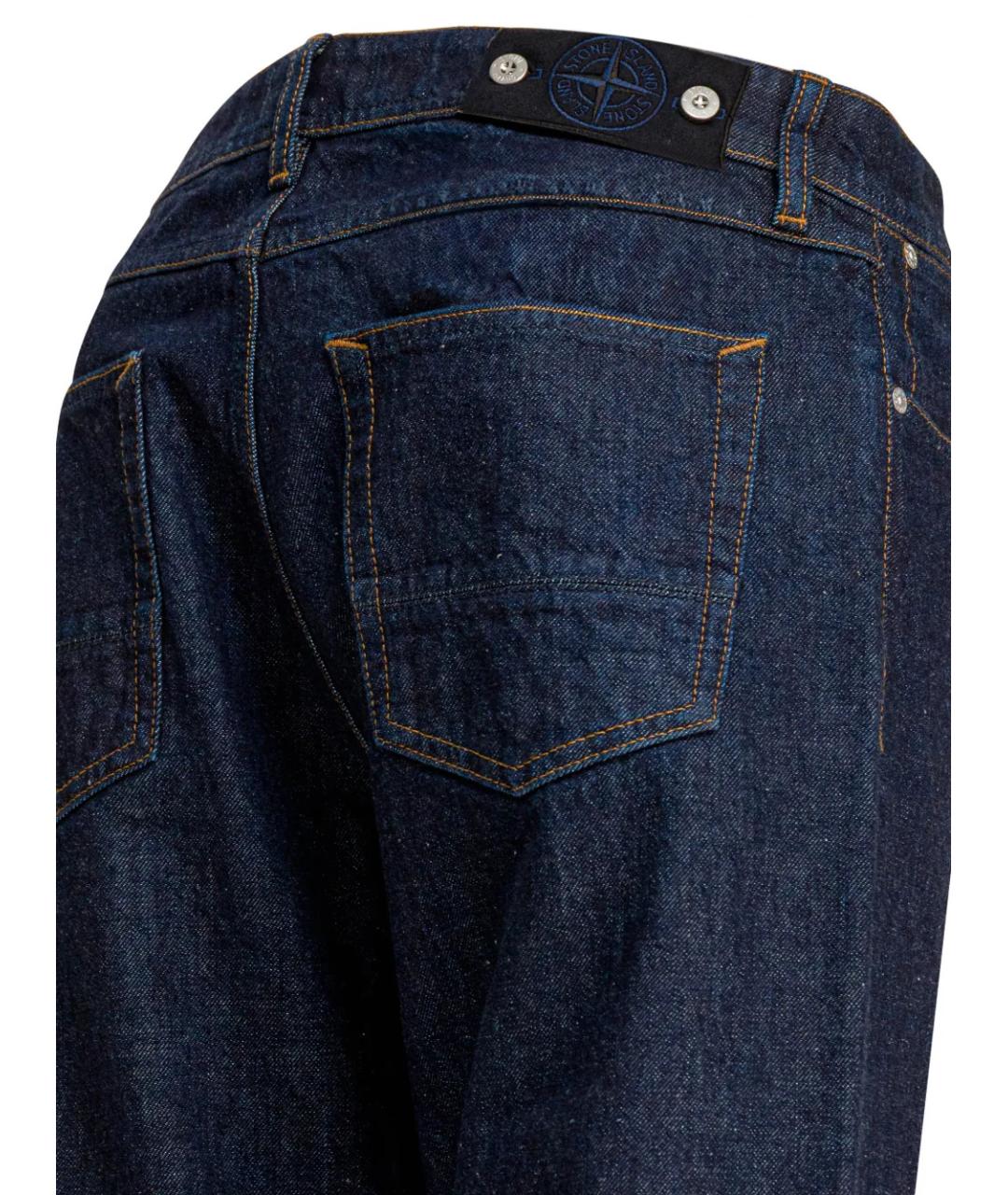 STONE ISLAND Синие хлопковые прямые джинсы, фото 4