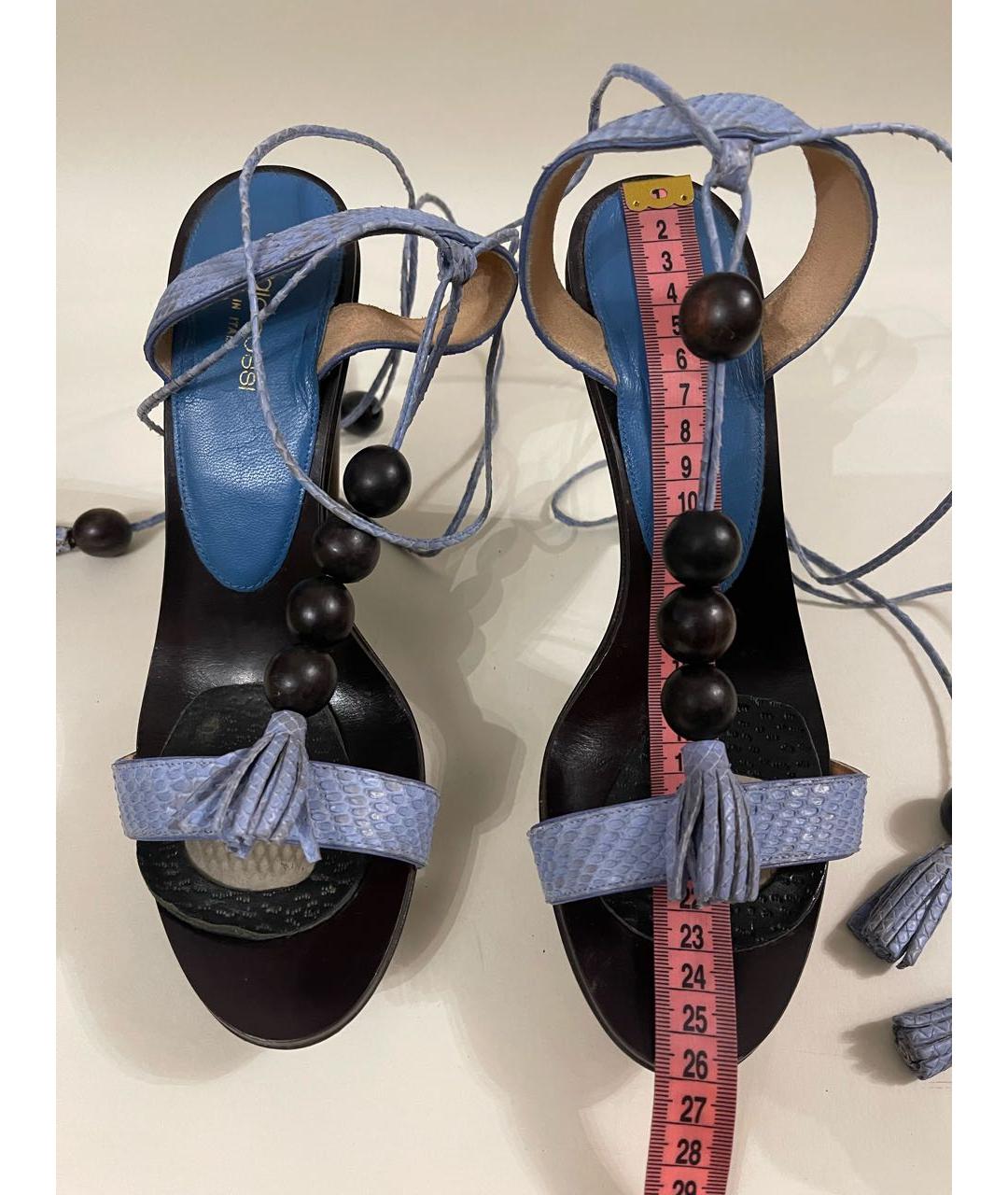 SERGIO ROSSI Голубые босоножки из экзотической кожи, фото 3