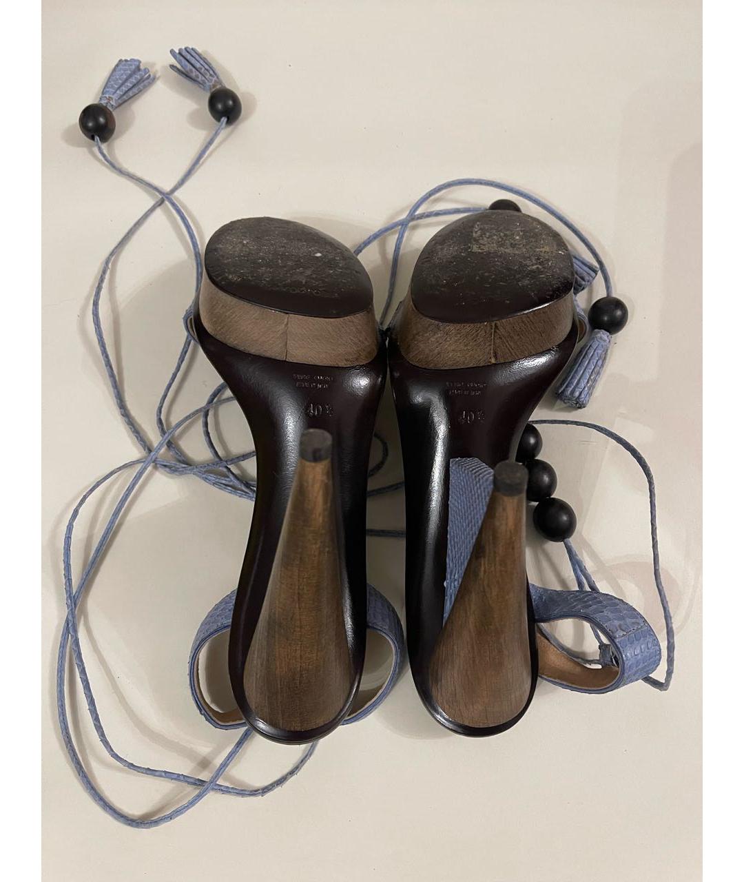 SERGIO ROSSI Голубые босоножки из экзотической кожи, фото 6