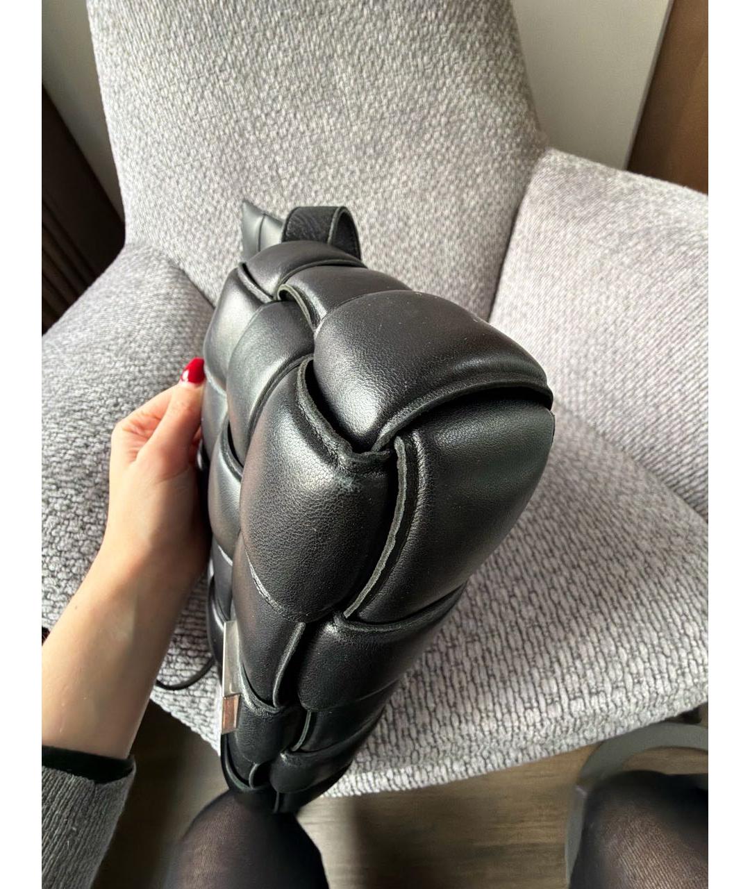 BOTTEGA VENETA Черная кожаная сумка через плечо, фото 7