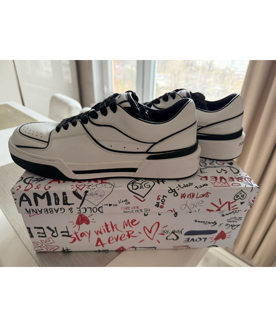 DOLCE&GABBANA Белые кожаные низкие кроссовки / кеды, фото 4