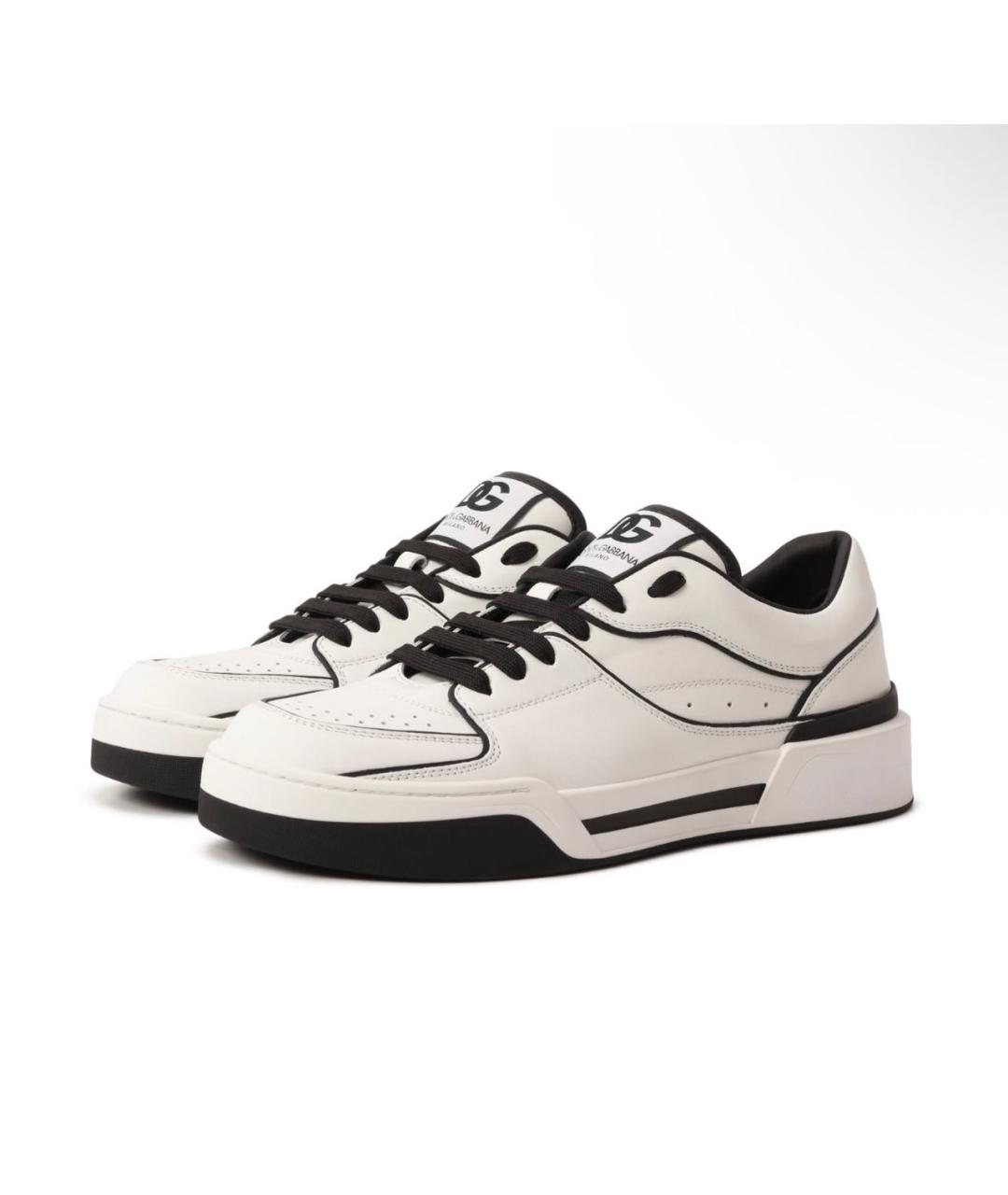 DOLCE&GABBANA Белые кожаные низкие кроссовки / кеды, фото 2