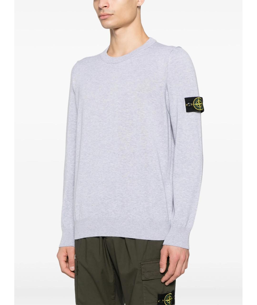 STONE ISLAND Серый хлопковый джемпер / свитер, фото 3