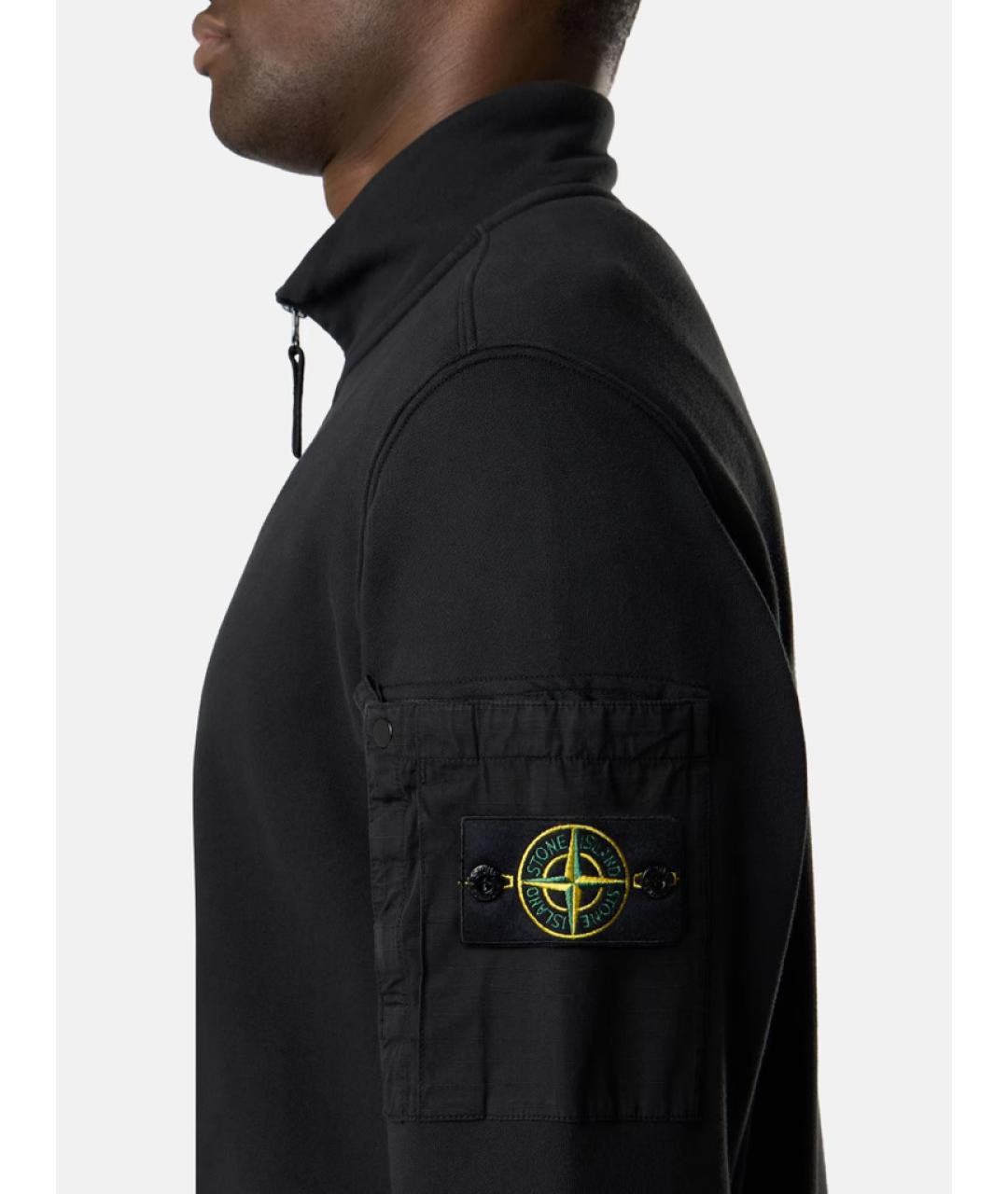 STONE ISLAND Черный хлопковый джемпер / свитер, фото 4
