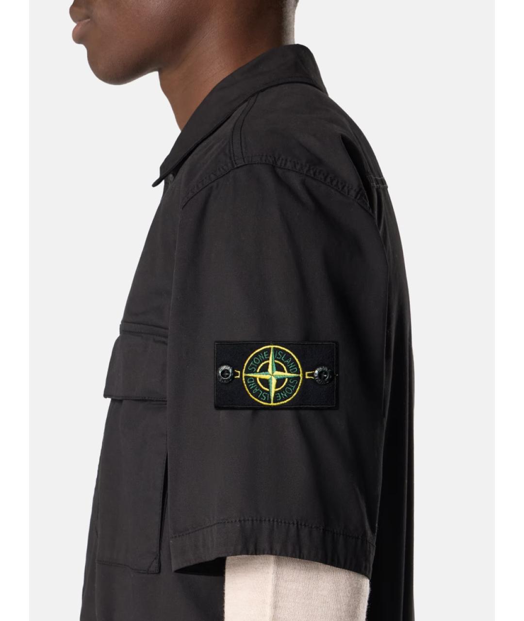 STONE ISLAND Черная хлопковая кэжуал рубашка, фото 4