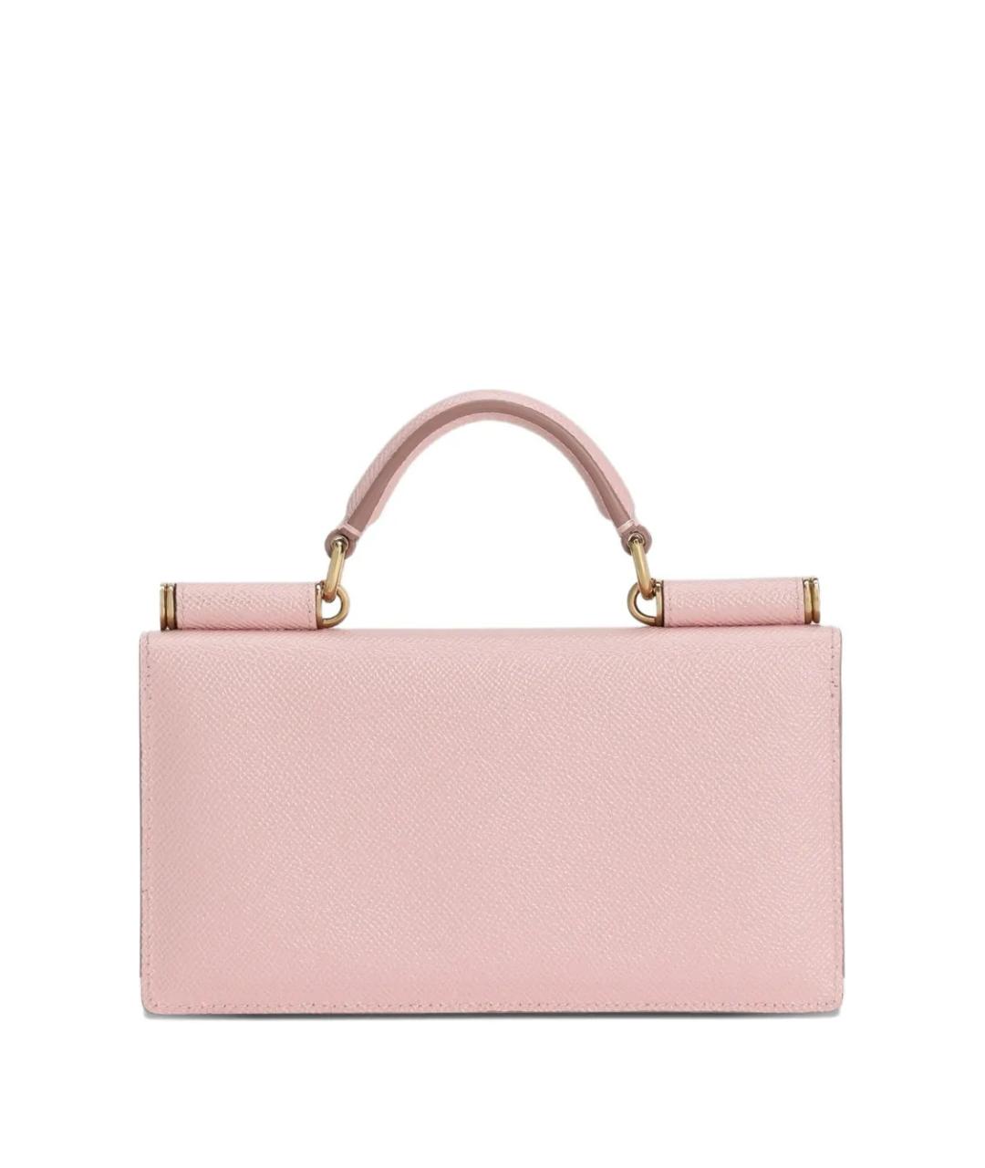 DOLCE&GABBANA Розовая кожаная сумка через плечо, фото 2