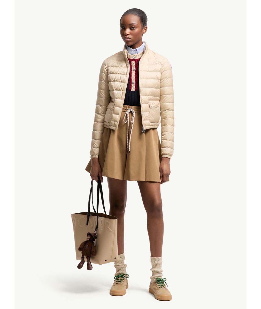 MONCLER Бежевая полиамидовая куртка, фото 2