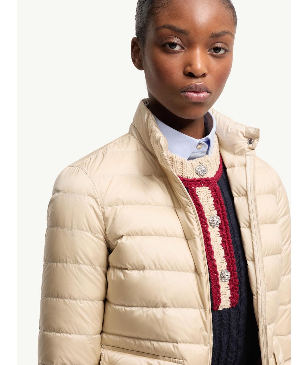 MONCLER Бежевая полиамидовая куртка, фото 6