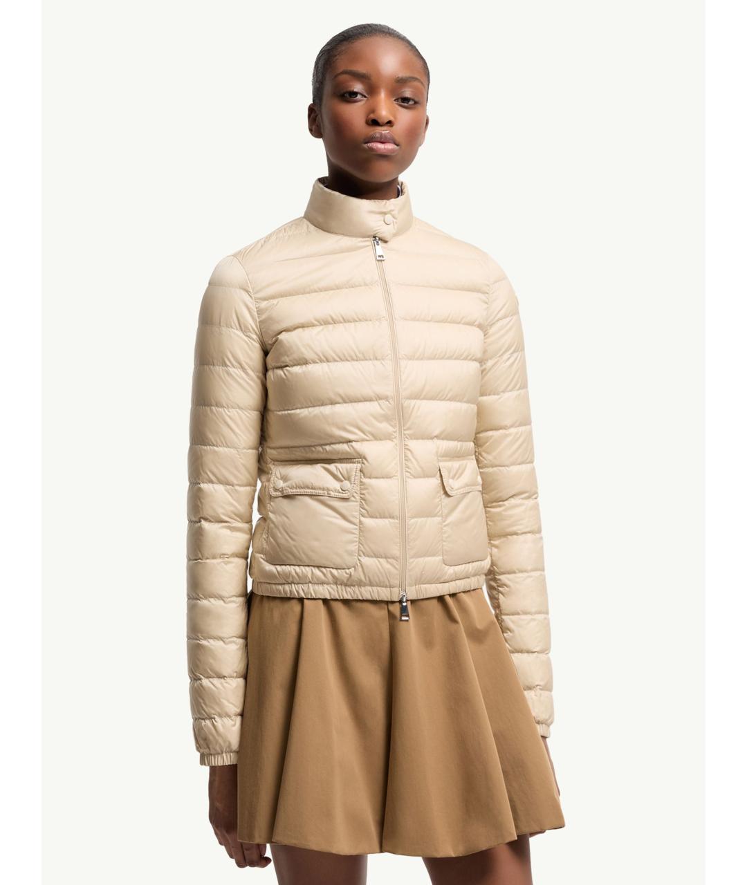 MONCLER Бежевая полиамидовая куртка, фото 4