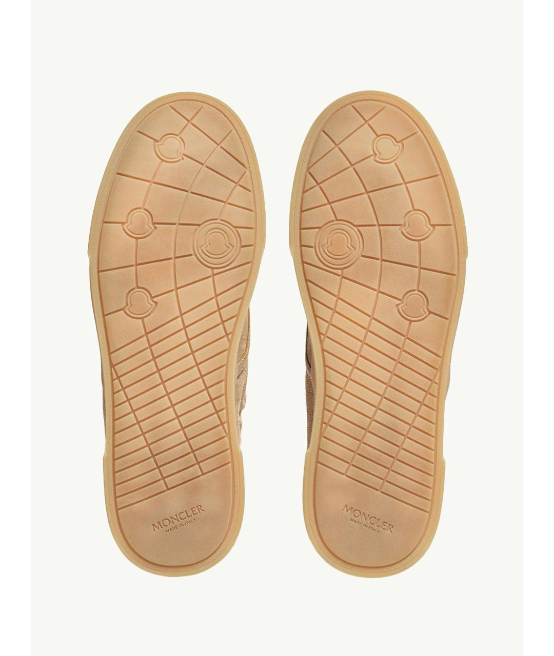 MONCLER Бежевые кожаные кроссовки, фото 7