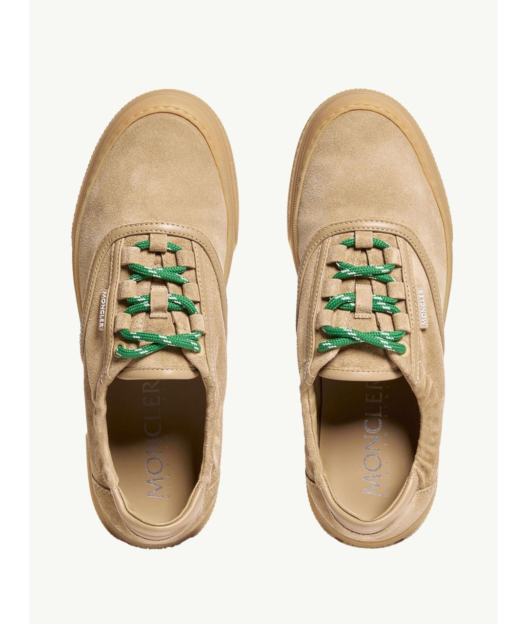 MONCLER Бежевые кожаные кроссовки, фото 6