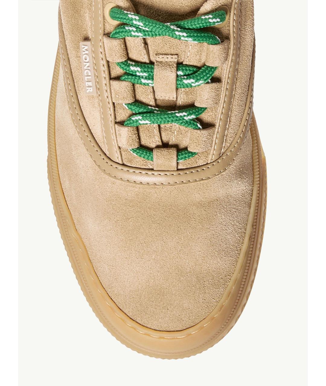 MONCLER Бежевые кожаные кроссовки, фото 3