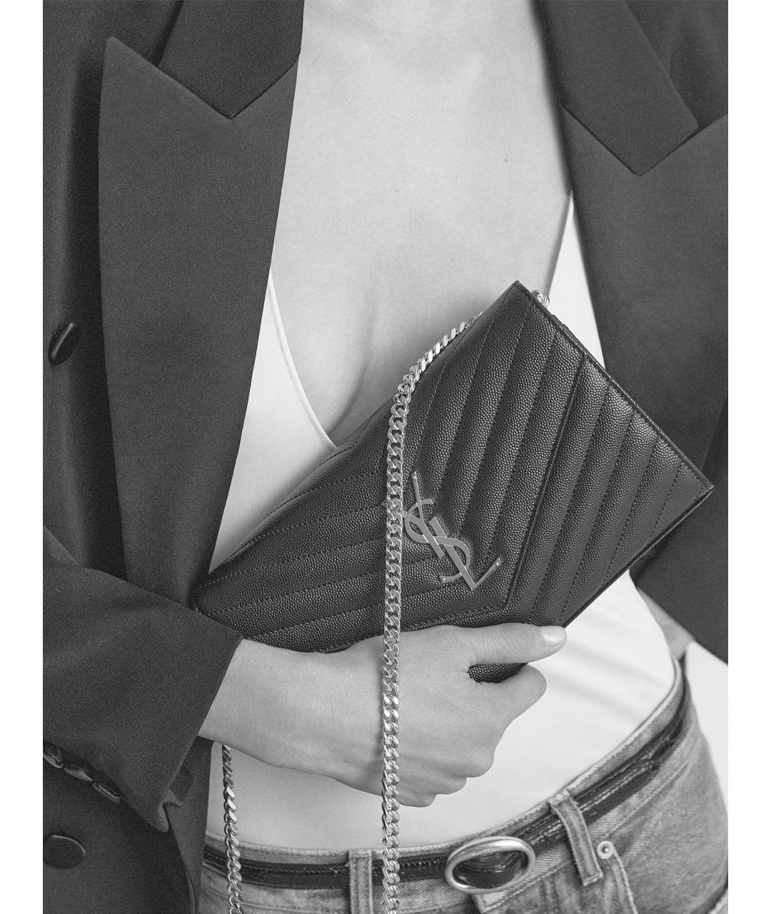 SAINT LAURENT Бежевая кожаная сумка через плечо, фото 6