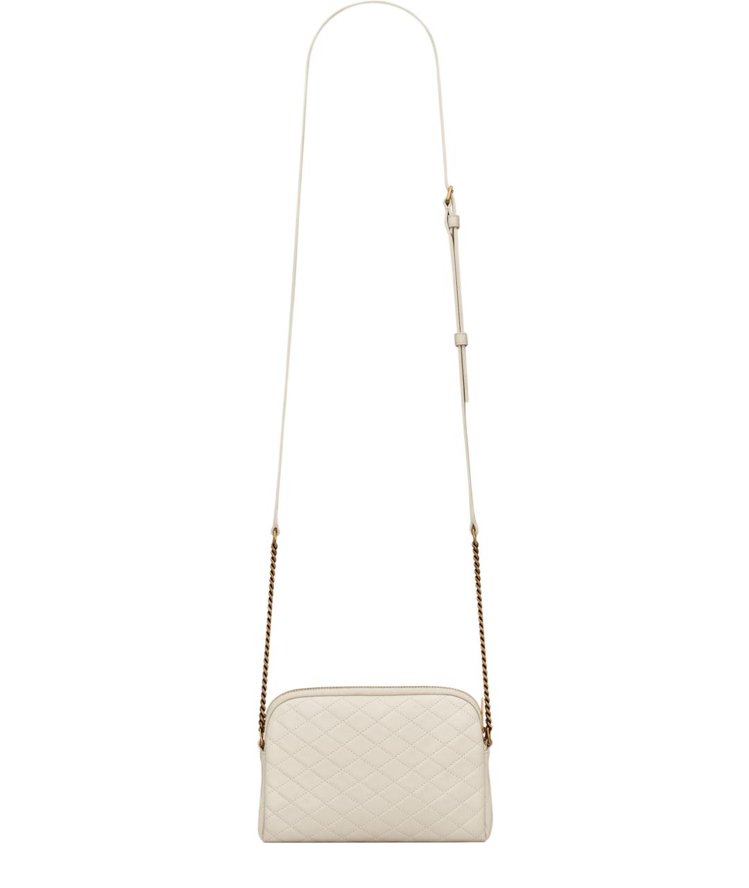 SAINT LAURENT Белая кожаная сумка через плечо, фото 2