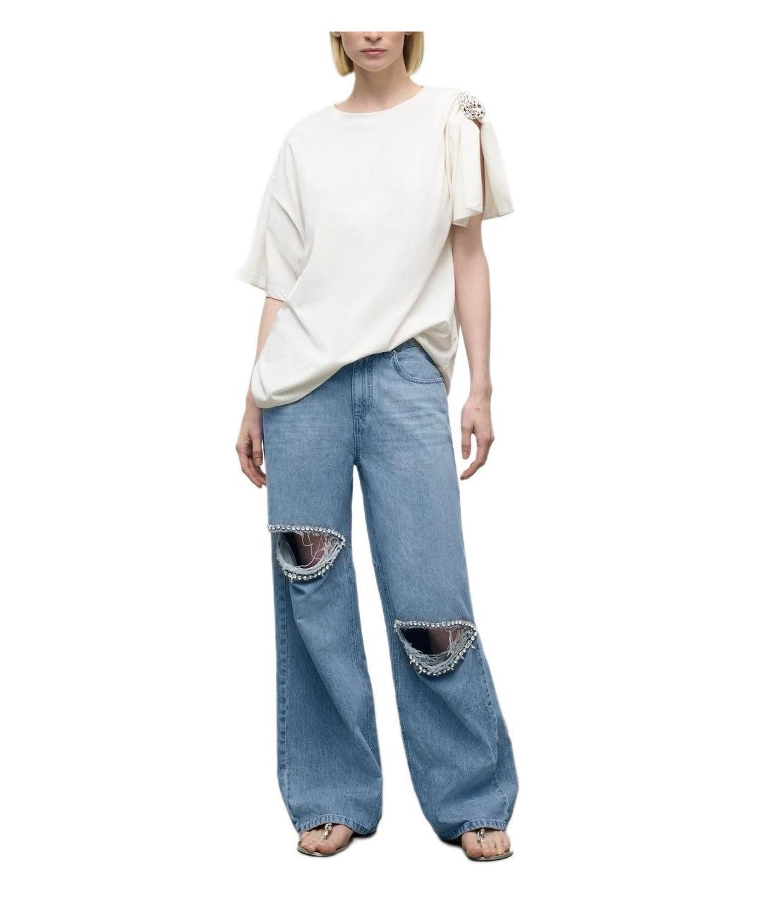 AREA Синие хлопковые прямые джинсы, фото 3