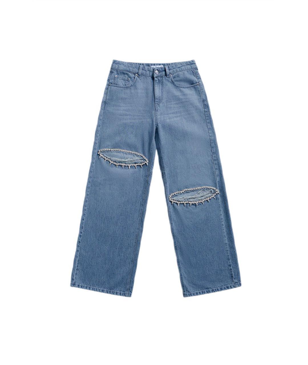 AREA Синие хлопковые прямые джинсы, фото 1